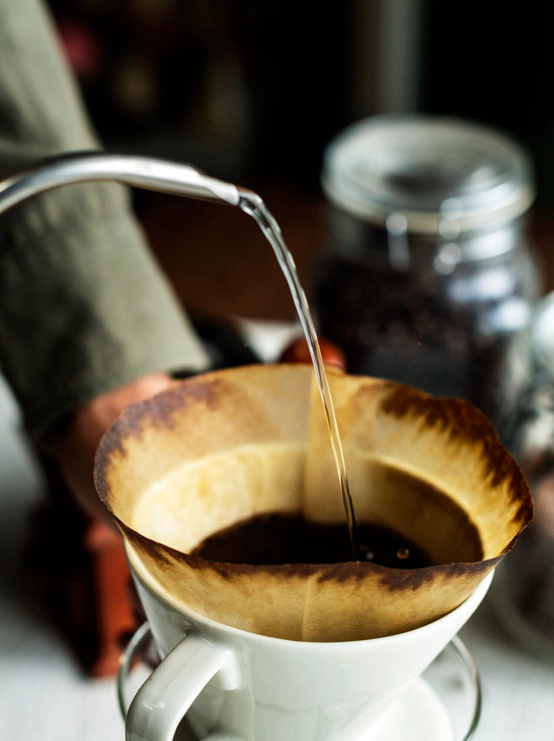 Aerial view of drip coffee being made